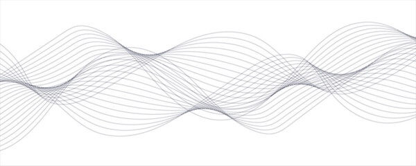 Abstract digital composition with smooth, flowing waveforms made of fine, parallel black lines.Striped ribbons vector background with lines. Modern lines of geometry wave shapes.