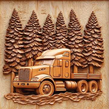 3d Christmas Truck Laser Engrave File, 3d illusion, lightburn, laser file png