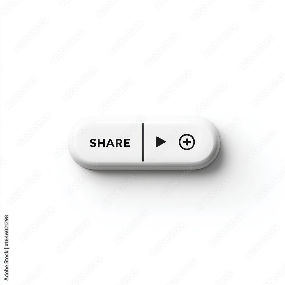 Poster simple, white rectangular button with text and icons