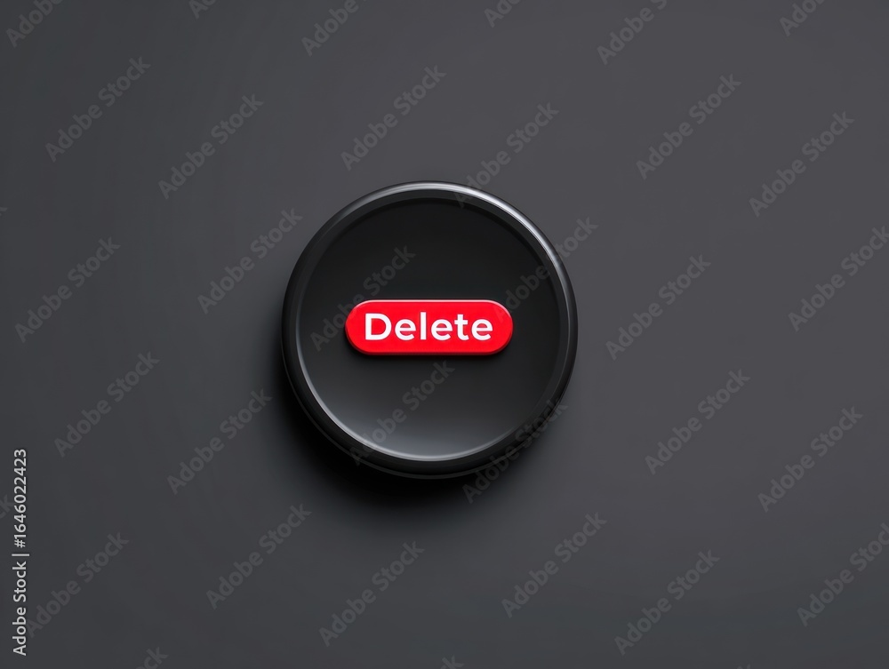 Poster black button with red 'delete' text