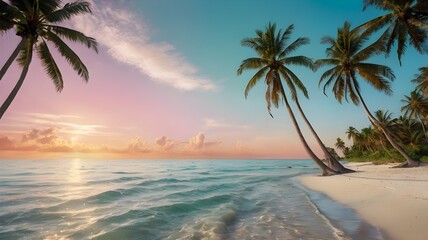 tropical beach with palm trees