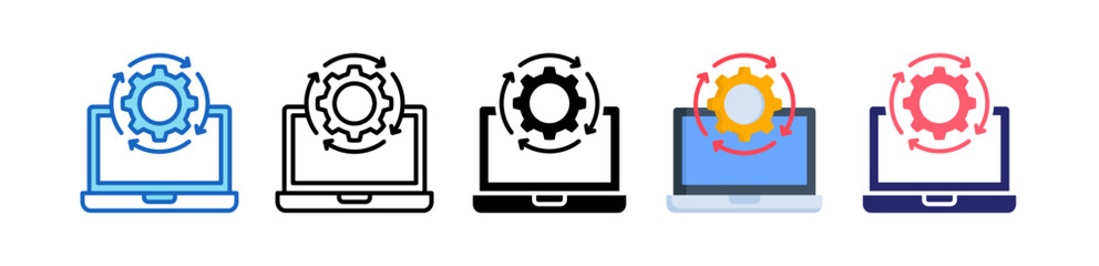 Automated Process Multiple Style Icon Set Collection. 