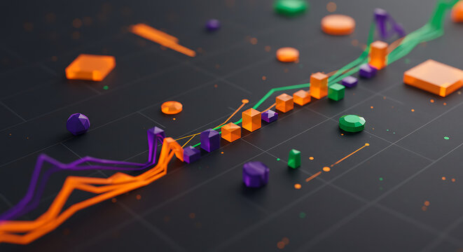 Abstract 3D Data Chart Growth Success
