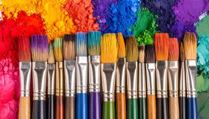 Obraz premium Colorful Paint Brushes Pigments.