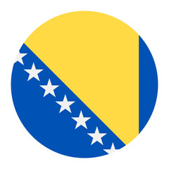 Bosnia and Herzegovina national flag isolated on white. Official blue field with yellow triangle and white stars, simple flat design. Vector clipart or icon for Bosnian events and news illustration