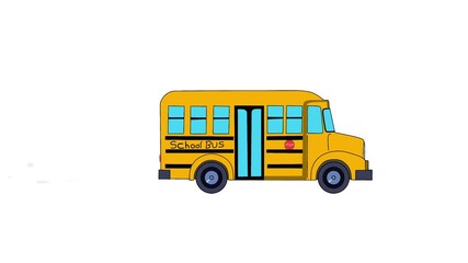 Looping animation of a yellow school bus stopping and then moving forward. Perfect for transportation, education, and travel-themed projects or children’s learning videos. - Powered by Adobe