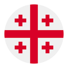 Obraz premium Georgia national flag isolated on white. Official white field with five red crosses, simple flat design. Vector clipart or icon for Georgian events and news illustration, travel or politics banner.