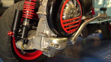  scooter undercarriage detail in slow motion