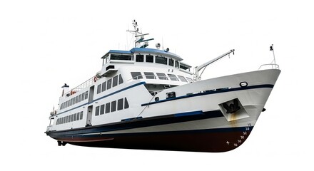 Fototapeta premium Ferry boat isolated on white background for passenger transportation on the sea