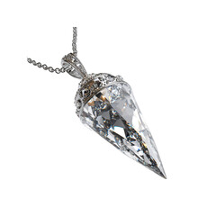 Elegant Conical Crystal Pendant Necklace on Silver Chain