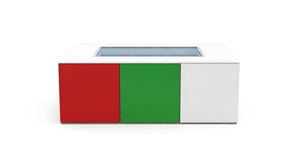 Modern italian flag color block cabinet with glass top furniture for living room decor style
