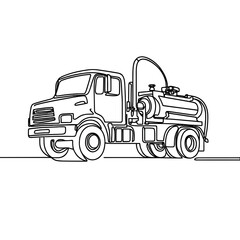 Fototapeta premium Tanker truck drawing in black and white