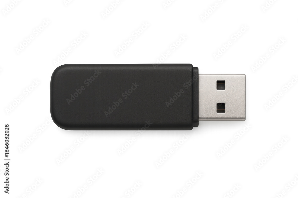 Poster black usb flash drive memory stick data storage device with transparent background