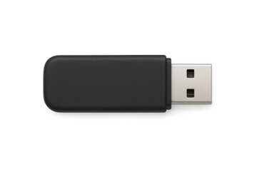 Black usb flash drive memory stick data storage device with transparent background