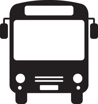 Simple black silhouette icon of a front facing bus