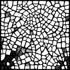Obraz premium Black and white mosaic pattern vector design with abstract geometric shapes and stone texture background image art