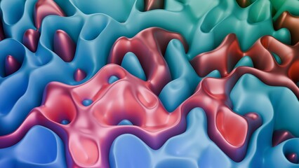 Abstract Colorful Organic 3D Surface With Fluid Waves And Geometric Depth For Modern Backgrounds And Design