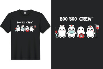 Boo Boo Crew Nurse Ghosts &ndash; Cute Medical Halloween T‑Shirt Vector