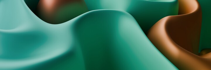Teal And Brown 3D Smooth Curves With Organic Flow And Modern Minimalist Aesthetic