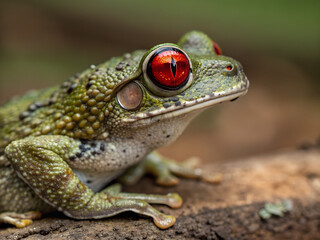 Obraz premium Scarlet-Eyed Warty Tree Frog – Close-Up Wildlife Photography