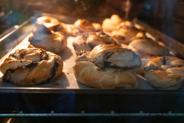 Puff pastry chocolate swirls. Dessert. Pastry