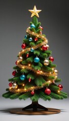 Vibrant and festive detailed 3D Christmas tree digital illustration