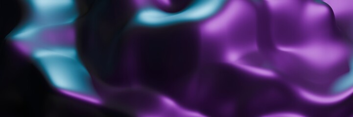 3D Render Close-Up Of Abstract Sculpture In Vibrant Purple And Blue With Smooth Organic Shapes