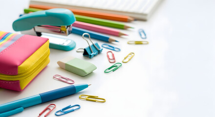 School and office supplies isolated on white background