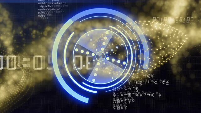 Upon timer updating every second blue HUD sectors expanding and rotating, golden particles drifting