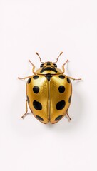 Isolated golden ladybug against white background Minimalistic Style