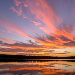 Naklejka premium Serene sunset over a lake (1)