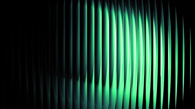 Glass gradient turquoise emerald &ndash; Glowing vertical lines, smooth ribbed glass abstract texture on black. Turquoise-to-emerald glass gradient with soft neon glow. Elegant vertical stripes.