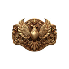 Ornate Gold Phoenix Emblem 3D Rendered Decorative Design