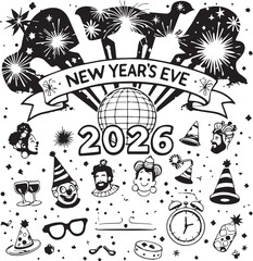 New Year's Eve 2026: A Collection of Party and Celebration Icons