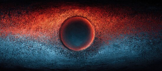 Abstract textured design with a dark central circle and vibrant colors