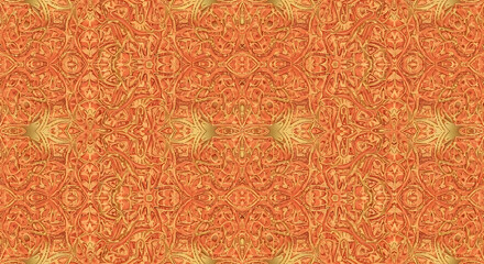 Ornate golden and orange repeating ornamental pattern