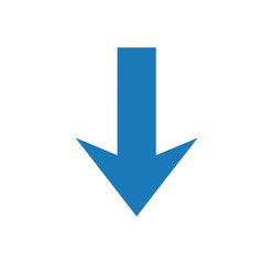 A simple blue arrow icon pointing downwards on a white background.
