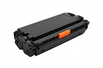 Black toner cartridge isolated on transparent background