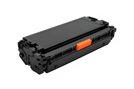 Black toner cartridge isolated on transparent background