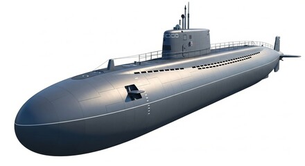Modern submarine isolated on white background, a formidable naval vessel
