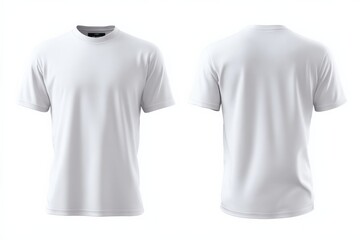 A plain white T-shirt is displayed from front and back views against a white background.