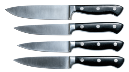 Sharp and stylish, a trio of black white handled kitchen knives for culinary excellence