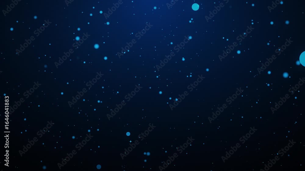 Poster abstract animation concept of blue particles for celebrating birthdays and holidays. 4k loop bokeh b