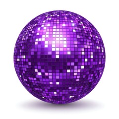 Shiny Purple Disco Ball on Clean White Background for Art Projects