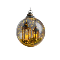 Enchanting Glass Christmas Ornament with LED Lights and Lanterns
