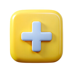 Obraz premium Yellow Plus Icon 3D Design