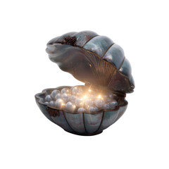 Luminous Pearls in an Ornate Shell Treasure Chest