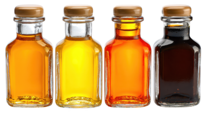 Trio of oil bottles, a comparative exploration of different oil types for culinary, wellness, and therapeutic applications