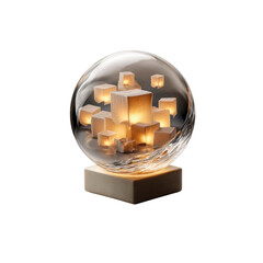 Illuminated Glass Sphere with Glowing Cubes - Modern Decorative Lamp