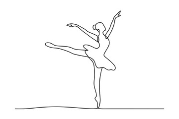 Minimalist single line drawing a ballerina in graceful pose ballet dancer © Joy